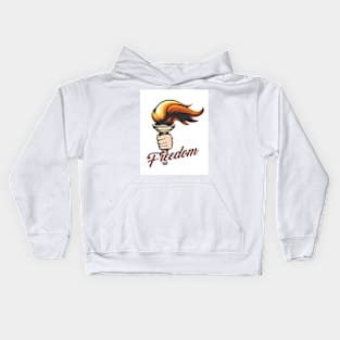 Hand with Torch and Wording Freedom Kids Hoodie